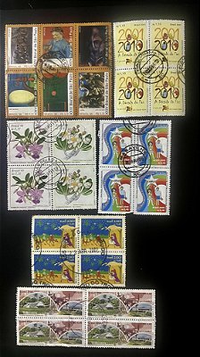 06 Quadras de Selos Comemorativos do Brasil - Circuladas com carimbo -ref.776
