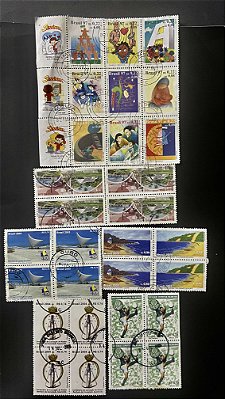 06 Quadras de Selos Comemorativos do Brasil - Circuladas com carimbo -ref.776