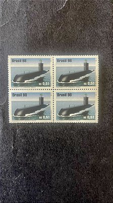 Quadra de Selos do Brasil - Lançamento do Submarino Tapajós - Brasil 1988 - Mint - ref.778