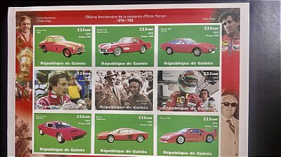Bloco de Selos Estrangeiros - Centenario d.Enzo Ferrari - Republique de Guinee- Mint - ref.778