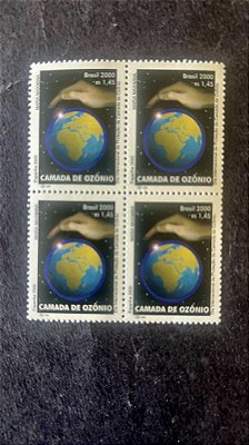 Quadra de Selos do Brasil - Camada de Ozonio - Brasil 2000 - Mint - ref.779