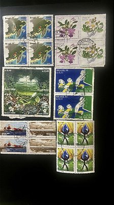 06 Quadras de Selos Comemorativos do Brasil - Circuladas com carimbo -ref.781