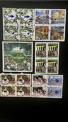 06 Quadras de Selos Comemorativos do Brasil - Circuladas com carimbo -ref.781