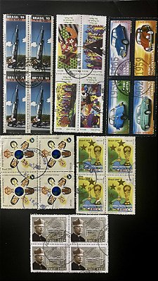 06 Quadras de Selos Comemorativos do Brasil - Circuladas com carimbo -ref.782