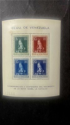 Bloco de Selos da EEUU de Venezuela - Centenário de La Reina Isabel - ref.799