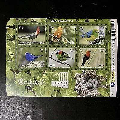Bloco de Selos Comemorativos do Brasil - Aves Exuberantes Brasileiras - 2009 - Mint - ref.817