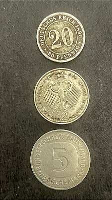 03 Moedas Estrangeiras - Alemanha - 1890 - 1982 - 1988 - Mbc - ref. 817