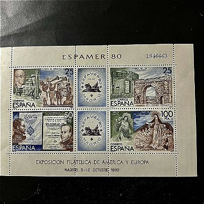Bloco de Selos Estrangeiros -Espanha - Espamer-80 - Exposicion Filatelica de America Y Europa - 1980 - Mint - ref.834