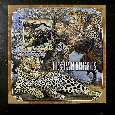 Bloco de Selos Estrangeiros - Burkina Faso - Panteras e Leopardos - Les Pantheres - 2021 - ref.835