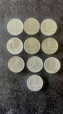 10 Moedas de Aluminio do Brasil - 1 Cruzeiro - 1960 - Mbc - ref.837