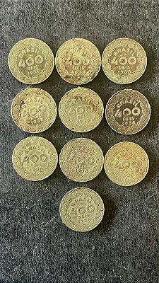 10 Moedas de Cupro Niquel do Brasil - 400 Réis - Getúlio Vargas - 1938 - Mbc - ref.839