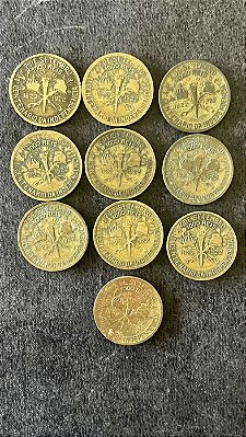10 Moedas de Aluminio Bronze do Brasil - 1000 Réis - Centenário da Independencia do Brasil - 1922 - Mbc - ref.840