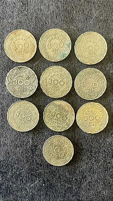 10 Moedas de Cupro Niquel do Brasil - 300 Réis Getúlio Vargas - 1940 - Mbc - ref.847