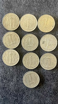 10 Moedas de Cupro Niquel do Brasil - 100 Réis - Marques de Tamandaré - 1937 - Mbc - ref.848