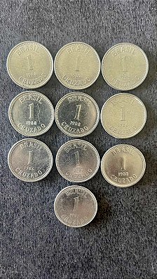 10 Moedas de Aço Inoxidável do Brasil - 1 Cruzado - 1987 - Mbc - ref.863