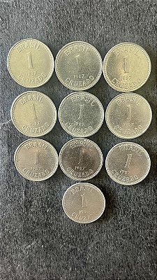 10 Moedas de Aço Inoxidável do Brasil - 1 Cruzado - 1987 - Mbc - ref.870