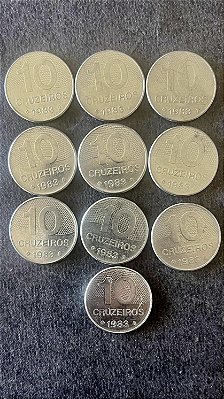 10 Moedas de Aço Inoxidável do Brasil - 10 Cruzeiros - 1983 - Mbc - ref.875