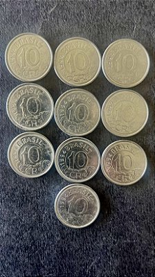 10 Moedas de Aço Inoxidável do Brasil - 10 Cruzeiros Reais - 1994 - Mbc - ref.879
