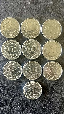 10 Moedas de Aço Inoxidável do Brasil - 1000 Cruzeiros - 1993 - Mbc - ref.884