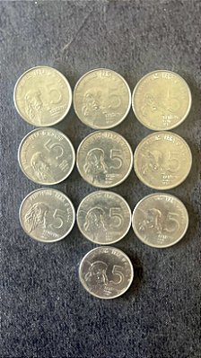 10 Moedas de Aço Inoxidável do Brasil - 5 Centavos - Serie FAO - Carne - 1978 - Mbc-ref.887