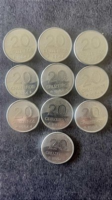10 Moedas de Aço Inoxidável do Brasil - 20 Cruzeiros - 1984 - Mbc - ref.903