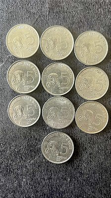 10 Moedas de Aço Inoxidável do Brasil - 5 Centavos - Serie FAO - Carne - 1978 - Mbc - ref.904