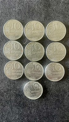 10 Moedas de Aço Inoxidável do Brasil - 10 Centavos - 1978 - Mbc - ref.909