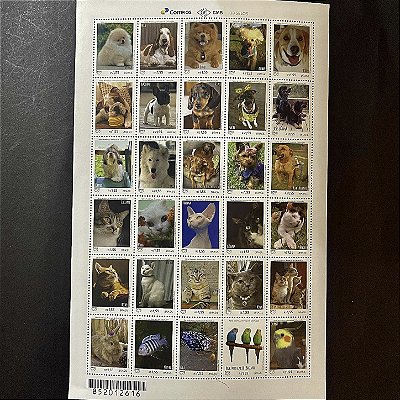 Folha Completa de Selos Comemorativos do Brasil - Upaep 2018 - Animais Domésticos - 2018 - Mint - ref.910