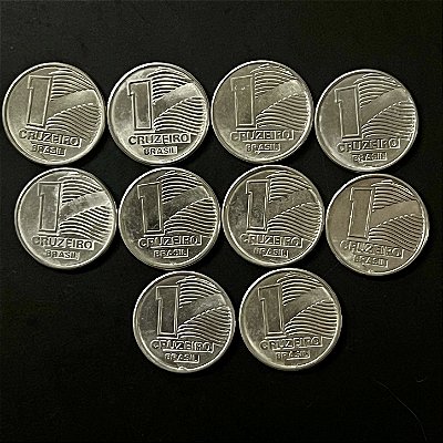10 Moedas de Aço Inoxidável do Brasil - 1 Cruzeiro - 1990 - Mbc - ref.919