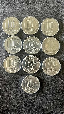 10 Moedas de Aço Inoxidável do Brasil - 10 Cruzeiros - 1991 - Mbc - ref.921