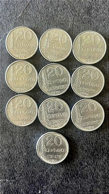 10 Moedas de Aço Inoxidável do Brasil - 20 Centavos - 1978 - Mbc - ref.923