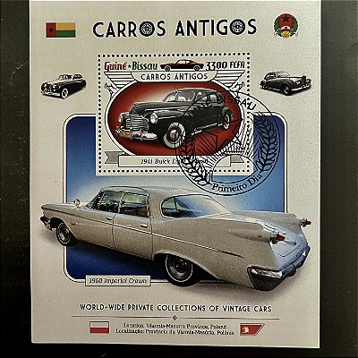 Bloco de Selos Estrangeiros - Homenagem aos Carros Classicos Antigos Americanos - Guiné Bissau - ref.925