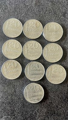 10 Moedas de Aço Inoxidável do Brasil - 20 Centavos - 1977 - Mbc - ref.927