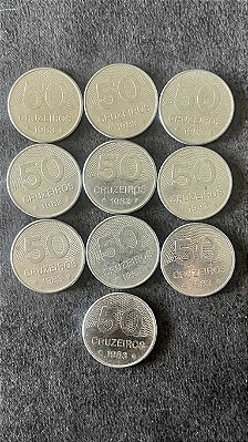 10 Moedas de Aço Inoxidável do Brasil - 50 Cruzeiros - 1983 - Mbc - ref.932