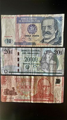 03 Cédulas Estrangeiras - Paraguai - Peru - Paraguai - Mbc - ref.935