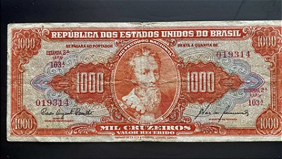 Cédula do Brasil - Mil Cruzeiros - Pedro Alvares Cabral - Mbc+ - ref.943