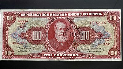 Cédula do Brasil - Cem Cruzeiros - D.Pedro II - Sob - ref.945