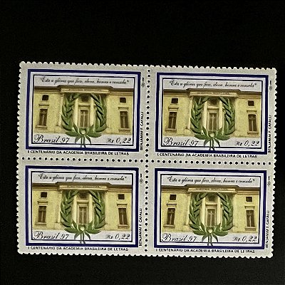Quadra de Selos Comemorativos do Brasil - Centenário da Academia Brasileira de Letras - 1997 - Mint - ref.947