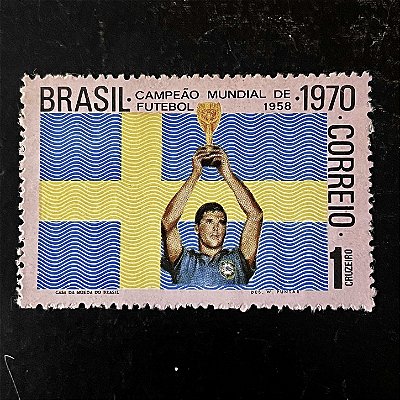 Selo Comemorativo do Brasil - Brasil Tri Campeão Mundial de Futebol - Taça Jules Rimet - 1970 - Mint - ref.948