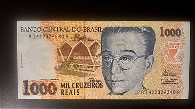 01 Cédula do Brasil - 10.000 Cruzeiros Reias - Anisio Teixeira - Sob-FE - ref.948