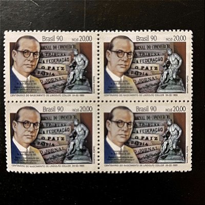 Quadra de Selos Comemorativos do Brasil - Centenario de Lindolfo Collor - 1990- Mint - ref.954