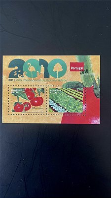 Bloco de Selos do Brasil - Ano Internacional da Biodiversidade - Logo Portugal - 2010 - Mint - ref.954