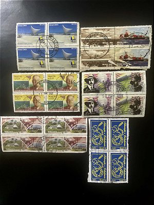 06 Quadras de Selos Comemorativos do Brasil - Circulados - ref.964