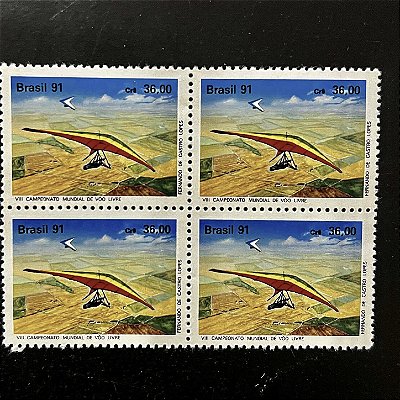 Quadra de Selos Comemorativos do Brasil - VIII Campeonato Mundial de Voo Livre - 1991- Mint - ref.967