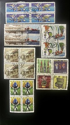 06 Quadras de Selos do Brasil - circulados com carimbo - ref.971