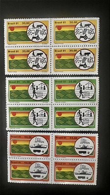 03 Quadras de Selos do Brasil - Desenvolvimento Agricola - 1981 - Mint - ref.978