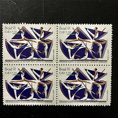 Quadra de Selos Comemorativos do Brasil - Congresso Mundial de Educação Fisica - 1991- Mint- ref.982