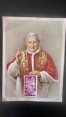 Cartão com Selo do Papa João XXIII e carimbo comemorativo - ref.984