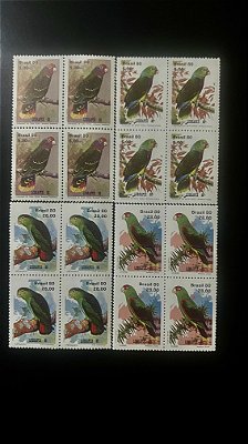 04 Quadras de Selos do Brasil - Serie Fauna Brasileira - 1980 - Mint - ref.998