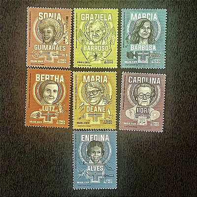 07 Selos Comemorativos do Brasil - Mulheres Pioneira - 2024 - Mint - ref.1001